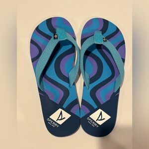 Sperry Blue and Purple Wave Flip Flops